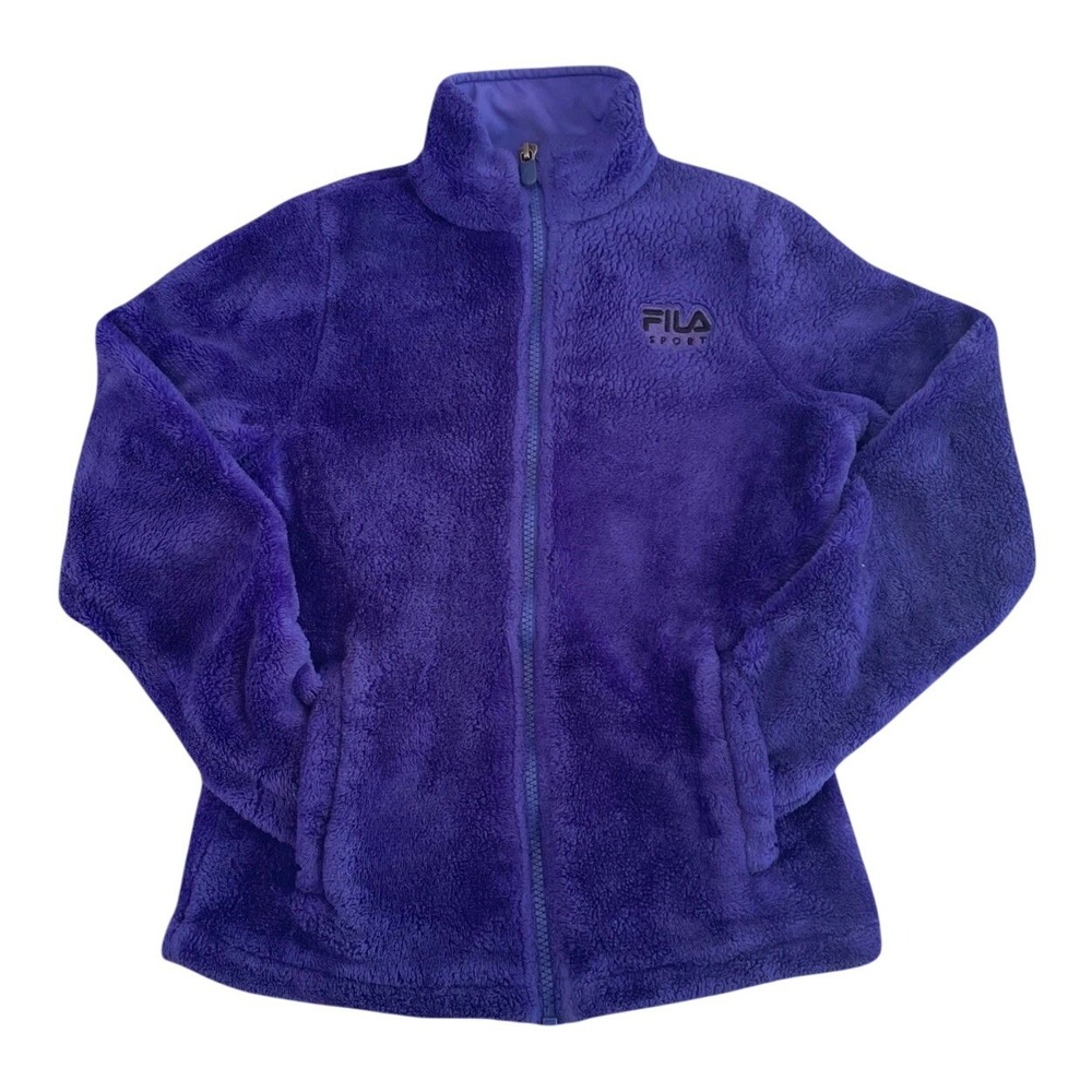 Fila Sport Fleece Jacket Girls XS/S 7/8 Purple Full Zip Sherpa Faux‎ Fur Warm
